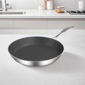 SOGA Stainless Steel Fry Pan 34cm Frying Pan Induction FryPan Non Stick Interior