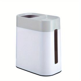 1pc 2 In 1 Desktop Trash Can With Tissue Box; Creative Plastic Mini Wastebasket; Trash Can; Garbage Bin; Rubbish Recycling For Desktop; Dressing (Color: Grey)