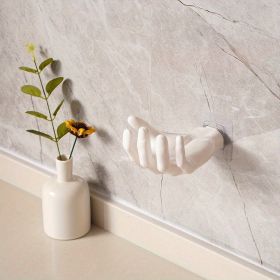 1pc Hand-shaped Wall Hook; Strong Punch-free Traceless Hook; Household Wall Mounted Key Mask Storage Hook; Bathroom Storage Rack (Color: White)