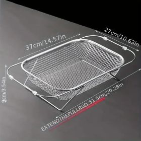 "Adjustable Stainless Steel Sink Drain Basket - Expandable Dish Drying Rack for Bowls, Cutlery & Fruits" (Capacity: xl)