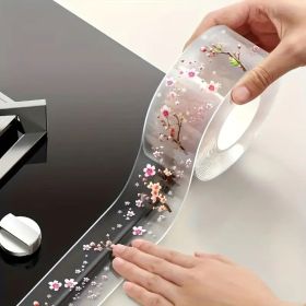2 Rolls Waterproof Kitchen Seam Sealing Tape 118.11 Inch - Floral Design Clear Adhesive for Sink, Toilet (Color: 2rolls Tape (Len)
